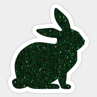 Dark Green Faux Glitter Easter Bunny Sticker